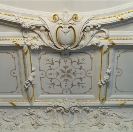 Richly decorated bright ceiling