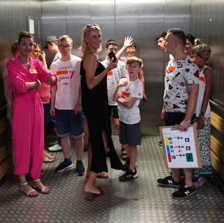 People standing in the elevator