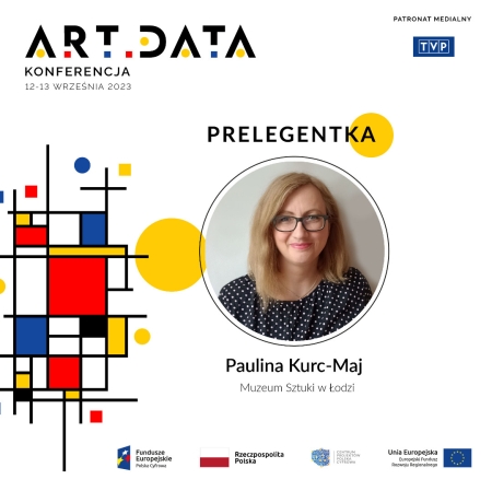 Graphics with a photo of the speaker Paulina Kurc-Maj in the shape of a circle