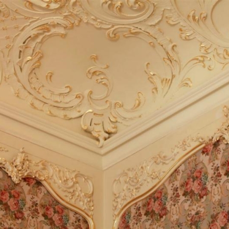 Richly decorated bright ceiling