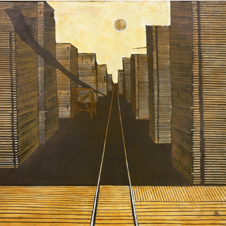 Jerzy Krawczyk "Birkenau (Tartak)", 1959, Muzeum Tradycji Niepodległościowych w Łodzi