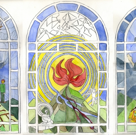 Tamás Kaszás, „Barwy są czynami światła”, projekt witrażu,  2007–2016, dzięki uprzejmości artysty