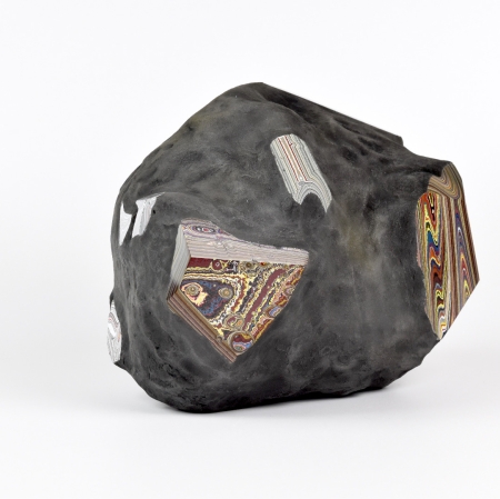 Agnieszka Kurant, "Post-Fordite", 2020, fossilized automotive paint, epoxy resin, iron, powdered stone, collaboration and photo: Krzysztof Smaga