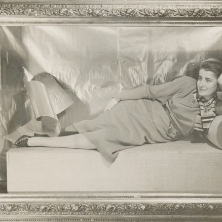 Aleksander Krzywobłocki, "Portrait of Mrs. Adler (on the couch)", 1932, black-and-white photograph, from the collection of Muzeum Sztuki in Łódź
