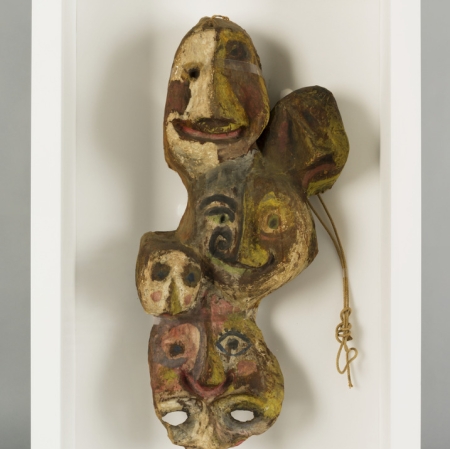 Franciszka Themerson, „Maski Ubu”, 1951, farba olejna, klej, papier, z kolekcji Muzeum Sztuki w Łodzi