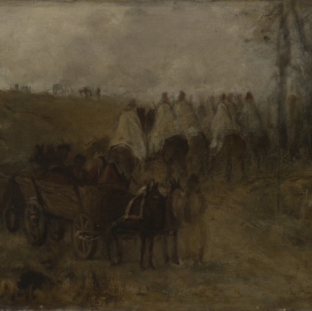 Maksymilian Gierymski, "March of the Polish Uhlans in the Year 1830", ca. 1869, from the collection of Muzeum Sztuki in Łódź