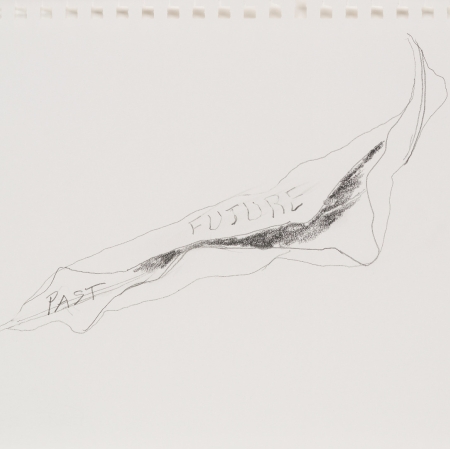 Simone Forti, „Przeszłość Przyszłość / Past Future”, 2013 ołówek, papier, z kolekcji Muzeum Sztuki w Łodzi