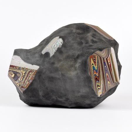 Agnieszka Kurant, "Post-Fordite", 2020, fossilized automotive paint, epoxy resin, iron, powdered stone, collaboration and photo: Krzysztof Smaga