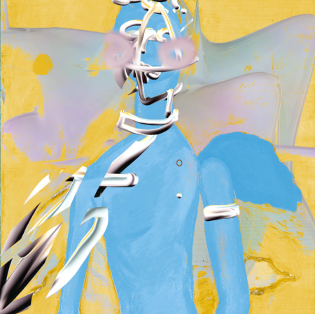 Justyna Wierzchowiecka "Archivology" from the "Museum Studies" cycle, digital photography, 2020. Based on the reproduction of  Stanisław Fijałkowski's "Młody poeta" ("Young poet") from the collection of Muzeum Sztuki in Łódź