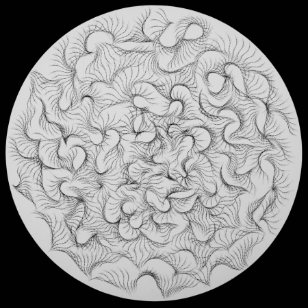 Robert Horvitz, Mental Weather (Mentalna pogoda), atrament na papierze, średnica, 40 cm, 8-9 June 2016, foto: Jiri Tatransky, dzięki uprzejmości artysty