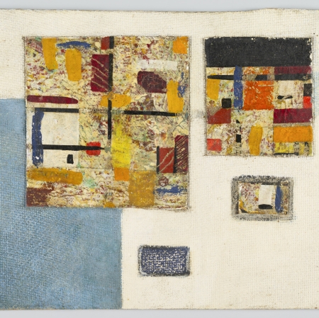 "Untitled", from the series: "Abstract Pictures", 1959 - 1971, collage, oil painting, from the collection of the Muzeum Sztuki, Łódź