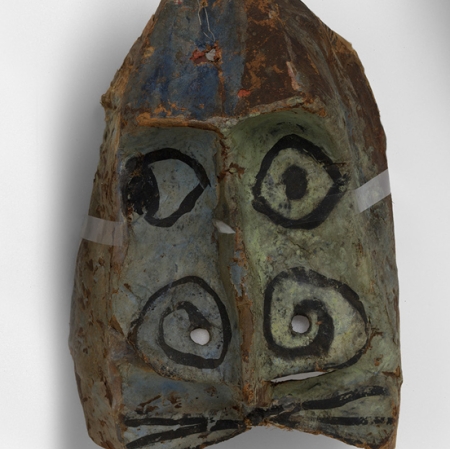 Franciszka Themerson, Maski Ubu, 1951, farba olejna na papier-maché © Themerson Estate, London Richard Saltoun Gallery, London