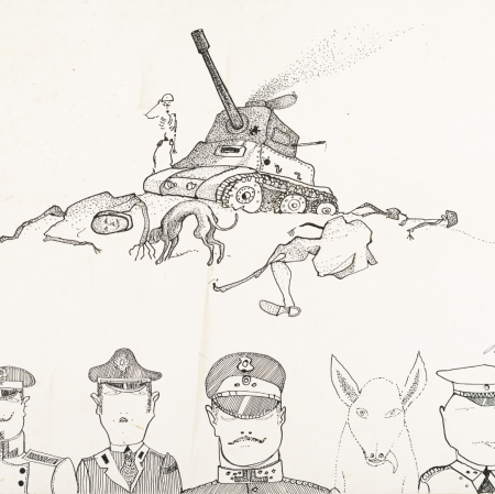 "Untitled", from the series: "Works with grotesque motifs", 1948 / 1960s, ink drawing, from the collection of the Muzeum Sztuki, Łódź