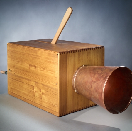 Intonarumori, ang. noise intoner, lent by Opening Performance Orchestra, built on commission by Jan Kolář in 2013, photo by František Nikl