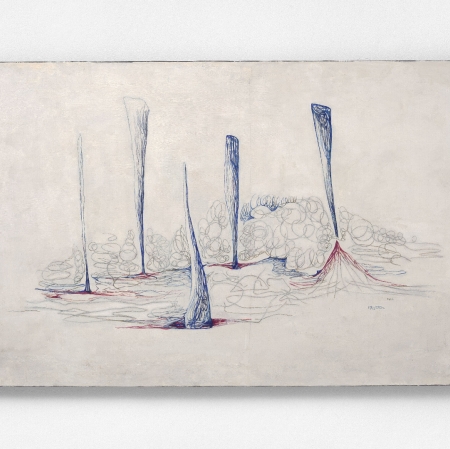 Erna Rosenstein, Strikes, 1968, oil on canvas, Courtesy of Adam Sandauer and the Foksal Gallery Foundation. Gratitude to Jarosław Suchan