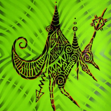 Egon Fietke wlaść. Andrzej Miastkowski, Poranny słonik Wake, 1996, sprej na papierze, dzięki uprzejmości artysty