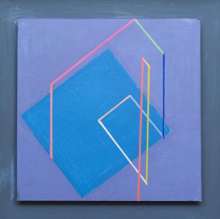 Henryk Stażewski "Granatowy, fioletowy" 1984, malarstwo akrylowe, kolekcja Muzeum Sztuki w Łodzi