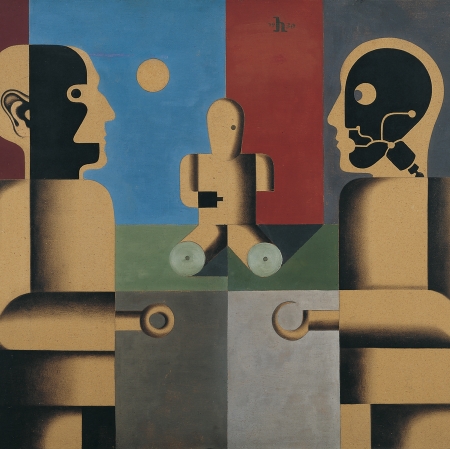 Heinrich Hoerle  Denkmal der ubenkannten Prothesen, 1930  olej, tektura/ oil, cardboard Von der Heydt-Museum, Wuppertal