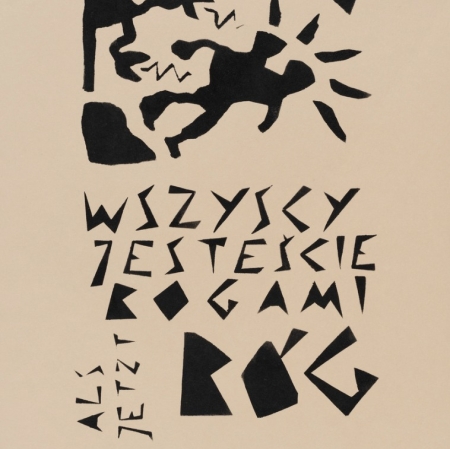 Yo Als Jetzt (Andrzej Awsiej, Maciej Ruciski), Wszyscy jesteście bogami, szablon na papierze, 1987, kolekcja Muzeum Sztuki w Łodzi