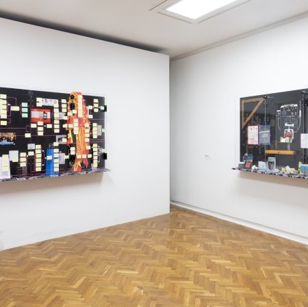 Works of Michael Stevenson, part of the exhibition "The Earth is Flat Again", photography: A. Zagrodzka