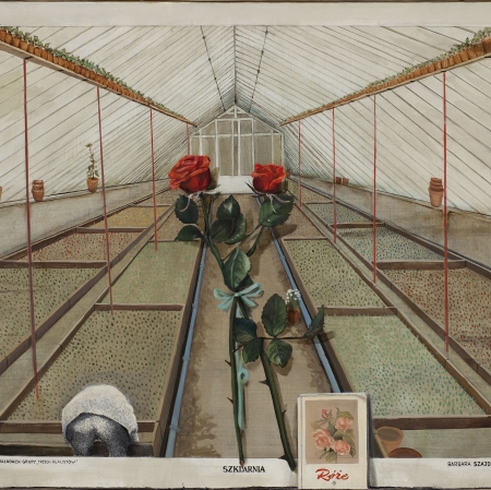Szklarnia Szajdzińska-Krawczyk, Barbara [autor] 1962 wys. 77 cm, szer. 93 cm malarstwo olejne farba olejna, płótno