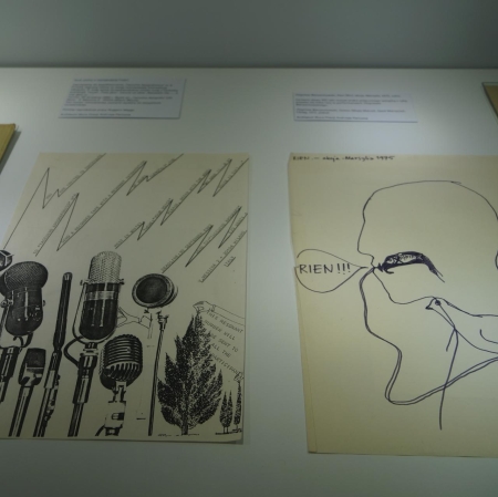 archiwalia w gablotach