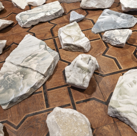 close-up of stones spread out on the floor